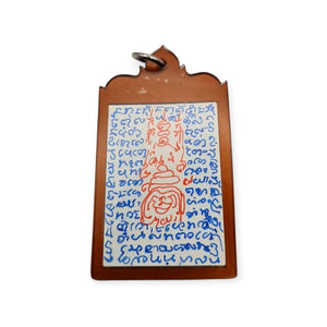 Thai amulet loop tai Phor Tiang Front of Bucha Setting hand written Protection Invulnerable