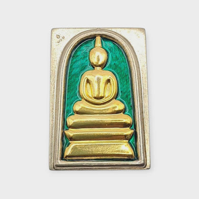 Thai Amulet Phra Somdej Green Longya Background Gold Mask Coated – Wat Hangnum (Code No. 181) Lp Phat Wat Huayduan