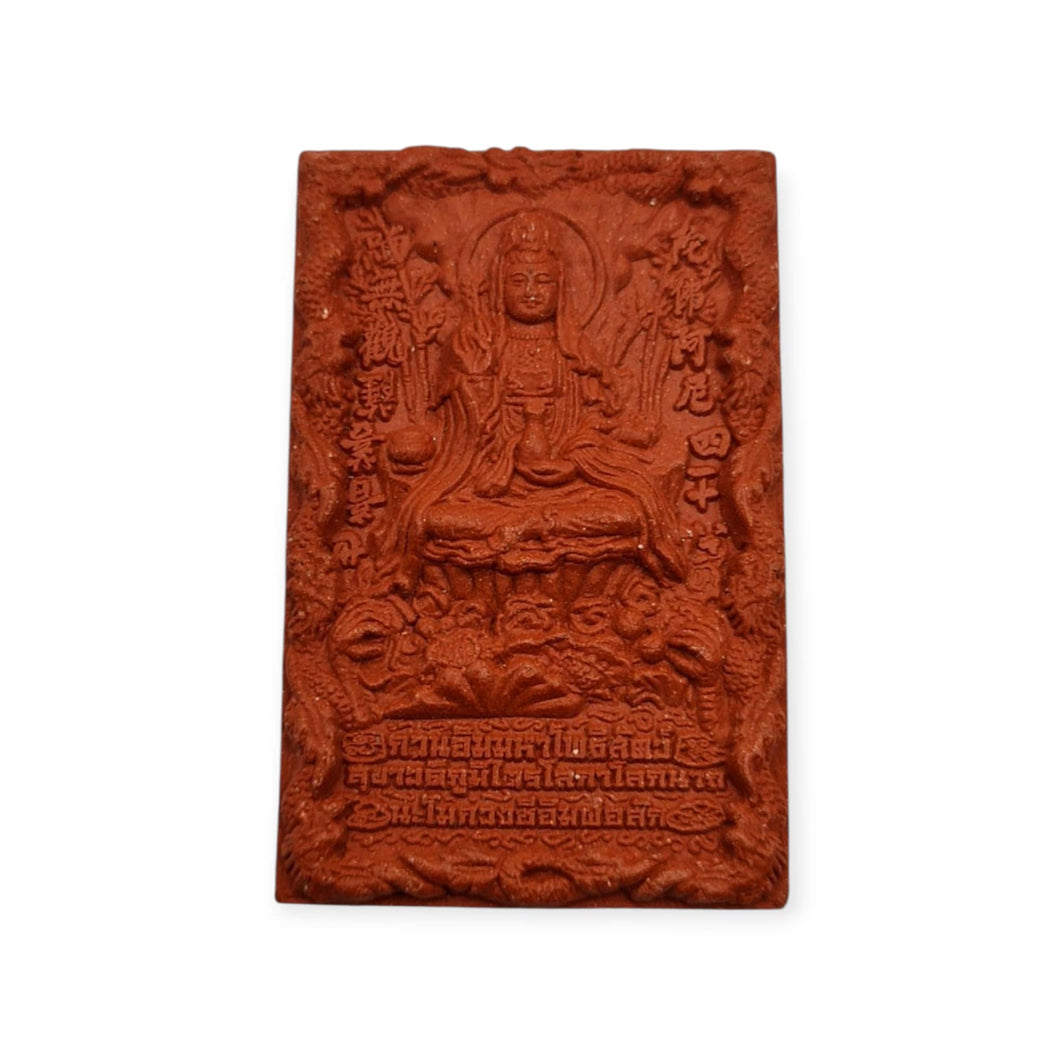 Thai amulets Goddess Guan Yin Back with Pra Potisat Ahwalogiteasuan Aj Mom Niranam (Lp Kleang Wat Nongad as co blessing)