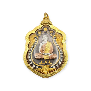 Thai amulet rian Sema Signature Lp Boonma Protection Lucky Charm 4k material with micron gold casing