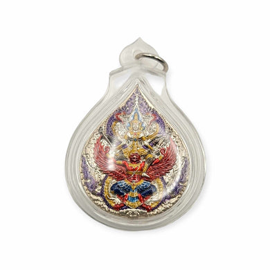 Thai amulets Rien Phra Narai Song Krut (Riding on Garuda) , Baramee Udomsap edition by Lp Udomsap , Wat Veruwan Thammaviharn.