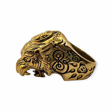 Thai Amulet Tiger Head Ring Pokkasap Lp Eian Protection Wealth Lucky Charm