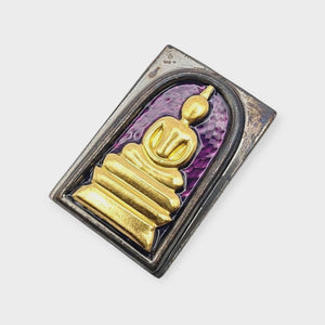Thai Amulet Phra Somdej Purple Longya Background Gold Mask Coated – Wat Hangnum (Code No. 83, Kammakarn Version, Tok Code Pised) Lp Phat Wat Huayduan