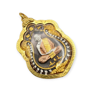 Thai amulet rian Sema Signature Lp Boonma Protection Lucky Charm 4k material with micron gold casing