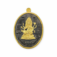 Thai Amulet Phra Buddha & Phra Prom 4 Faces Black Rhodium Wat Suwan Chedi Lucky Protection
