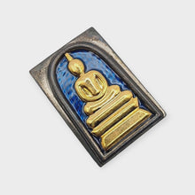 Thai Amulet Phra Somdej Blue Longya Background Gold Mask Coated – Wat Hangnum (Code No. 12, Kammakarn Version, Tok Code Pised) Lp Phat Wat Huayduan