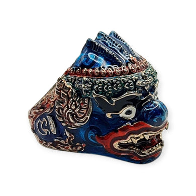Thai amulet ring Hanuman Monkey King Lucky Charms Pendant Protection Bring Wealth Lp Im Genuine Authentic Adjustable Size 62 - 68