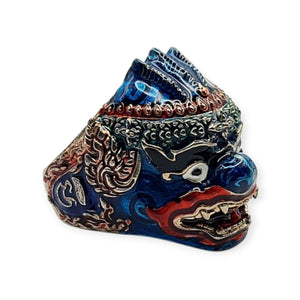 Thai amulet ring Hanuman Monkey King Lucky Charms Pendant Protection Bring Wealth Lp Im Genuine Authentic Adjustable Size 62 - 68