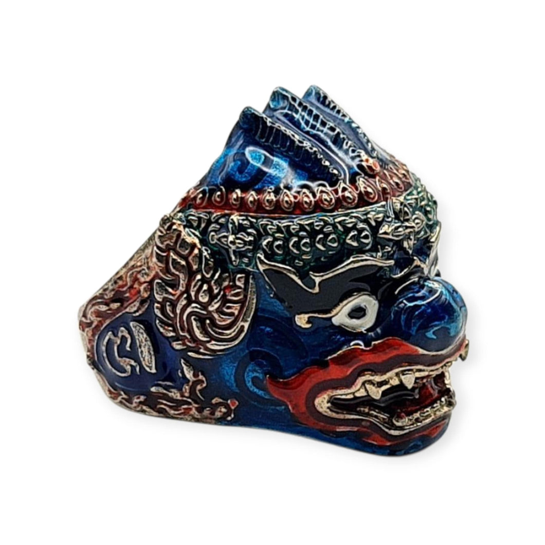 Thai amulet ring Hanuman Monkey King Lucky Charms Pendant Protection Bring Wealth Lp Im Genuine Authentic Adjustable Size 62 - 68
