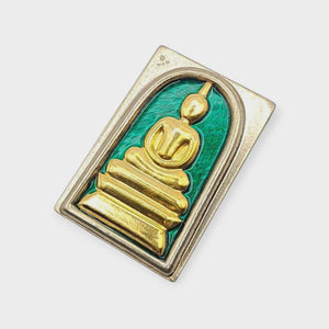Thai Amulet Phra Somdej Green Longya Background Gold Mask Coated – Wat Hangnum (Code No. 181) Lp Phat Wat Huayduan