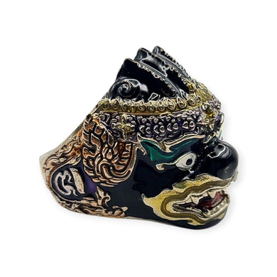 Thai amulet ring Hanuman Monkey King Lucky Charms Pendant Protection Bring Wealth Lp Im Genuine Authentic Adjustable Size 62 - 68
