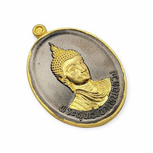 Thai Amulet Phra Buddha & Phra Prom 4 Faces Black Rhodium Wat Suwan Chedi Lucky Protection