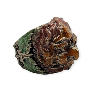 Thai amulet ring Phaya Krut Garuda Sethtee Kongkraphan Lp Boonma Size 61-63 Bring Wealth Lucky Protection