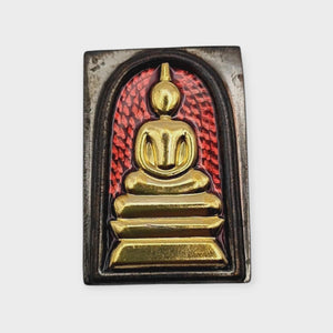 Thai Amulet Phra Somdej Pink Longya Background Gold Mask Coated – Wat Hangnum (Code No. 63, Kammakarn Version, Tok Code Pised) Lp Phat Wat Huayduan
