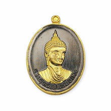 Thai Amulet Phra Buddha & Phra Prom 4 Faces Black Rhodium Wat Suwan Chedi Lucky Protection