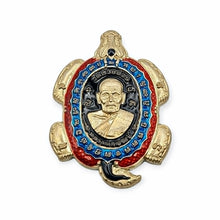 Thai Amulet Dragon Turtle Bandan Chok LP Phat Red Blue Enamel Dragon Tiger Back Code 728 Lucky Wealth
