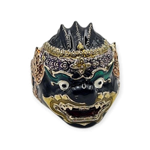 Thai amulet ring Hanuman Monkey King Lucky Charms Pendant Protection Bring Wealth Lp Im Genuine Authentic Adjustable Size 62 - 68