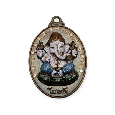 Thai amulet Lord Ganesh Chokdee Lucky edition Wat Sanamchai Bring Wealth Success Lucky Charm Pendant Waterproof case Genuine holy blessed