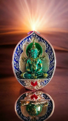 Thai amulet Emerald Buddha back with Phaya Krut Garuda Lp Phat Wat Huayduan Lucky Buddha Charm Pendant