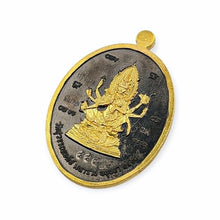 Thai Amulet Phra Buddha & Phra Prom 4 Faces Black Rhodium Wat Suwan Chedi Lucky Protection