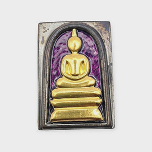 Thai Amulet Phra Somdej Purple Longya Background Gold Mask Coated – Wat Hangnum (Code No. 83, Kammakarn Version, Tok Code Pised) Lp Phat Wat Huayduan