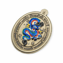 Thai Amulet Dragon Millionaire 2 LP Phat Silver Mask Dragon Enamel Back Code 168 Wealth Luck