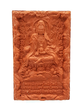 Thai amulets Goddess Guan Yin Back with Pra Potisat Ahwalogiteasuan Aj Mom Niranam (Lp Kleang Wat Nongad as co blessing)
