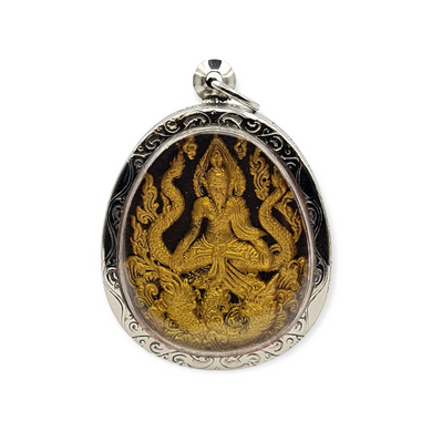 Thai amulets Barommakru Pu Lersi Tafai Lor Boran (old molding with 5 silver Takrud), Lp. Nong Thammachoto, Wat Kea Boad, B.E. 2555