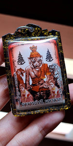Thai amulet Locket Lersi Pujoa Tiger Head Aj Tavee Mahalarp Lucky Charm