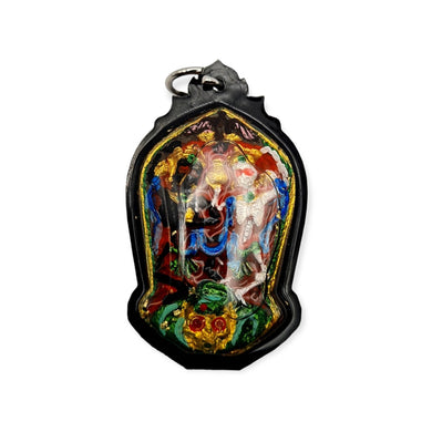 Thai amulet Yommatoot Black / White Mahalarp Phra Aj Aumnaj Lucky Charm Wealth Protection Pendant